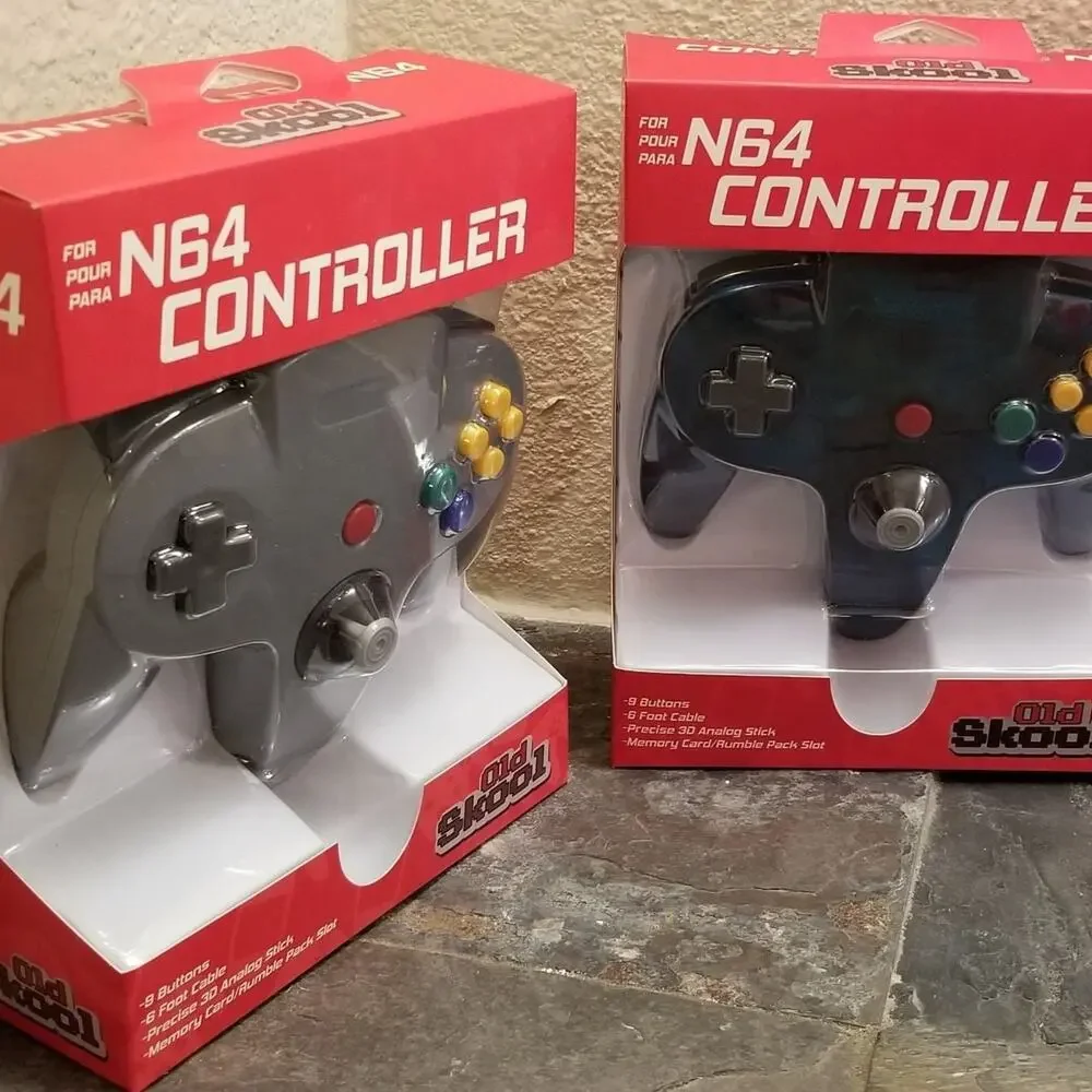 2 N64 Controllers - Grey & Ice Blue (NEW) - Nintendo - Nintendo64 - Old Skool